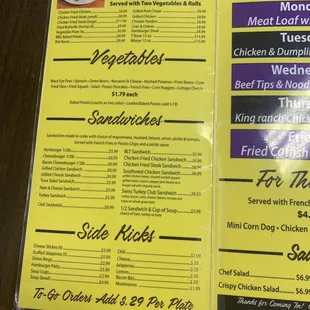 menu