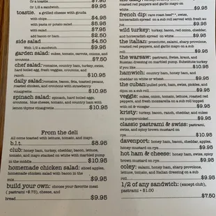 a menu for a restaurant
