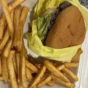 Cheeseburger and fries