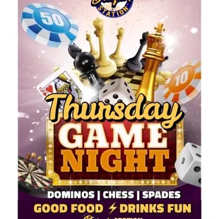 a flyer for thursday game night
