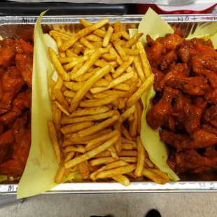 chicken wings and fried chicken, food