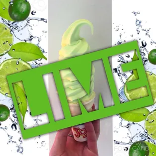 a hand holding a lime ice cream cone