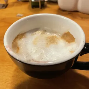 I ordered a cappuccino. It was half full and hardly any foam.