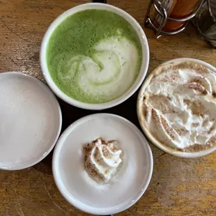 Caramel steamers, mocha &amp; matcha latte