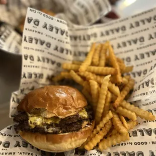 Double Down Daley Burger w/ Crinkle Cut Fries