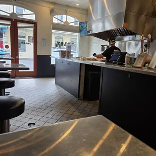 Got there just when they opened (at 11am) but this empty area will fill up fast.  Ample patio space behind me though!