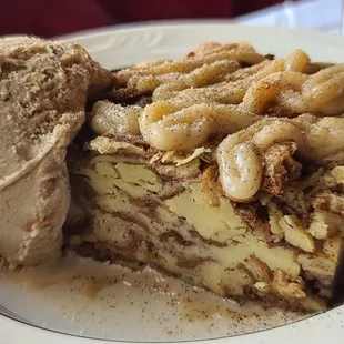 Pop over bread pudding with maple nut ice cream