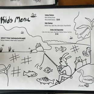 Kids menu