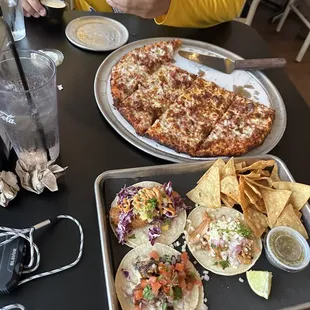Meat Pizza and Taco Tray