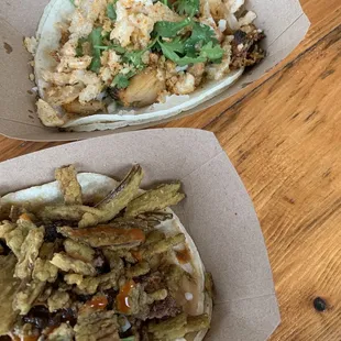 PBJ Taco (bottom) &amp; Dope Chick Taco (top)