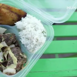 Dibi Khar Plate with jasmine rice and plantain