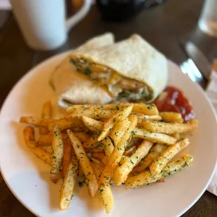 Sautéed mushroom veggie wrap