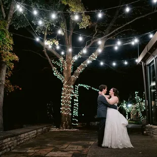 Bistro lights to light up our terrace