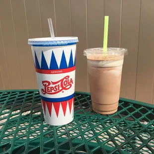 Large soda and chocolate shake