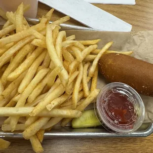Corn dog &amp; fries