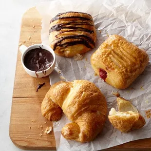 Fresh chocolate, cherry and plain croissants. $39.95 for 1 DZ