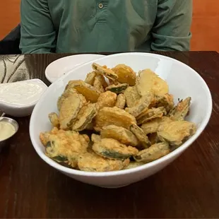 Fried pickles and peppers