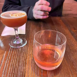 On the left, Paper Plane and on the right, a Sazerac