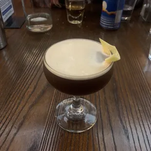Cold Brew Martini. I love lemon rind with coffee, such a thoughtful garnish (flavor, aroma and aesthetic)