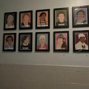 Artwork in women's bathroom