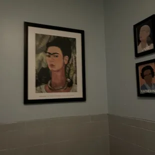Artwork in women's bathroom