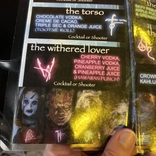 The withered love shot menu