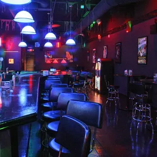 a bar with neon lights