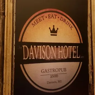 Sign at th Davison Hotel