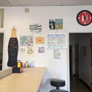 Counter and specials at The Dawg Shack