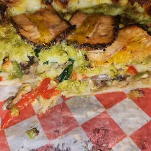 Pesto/Salmon Deep Dish? Yes please.