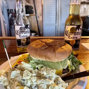 Great burger and Some pretty darn good potato salad.