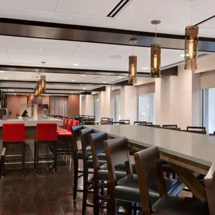 a view of the bar and dining area