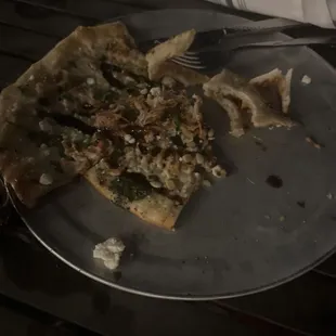 a half eaten pizza