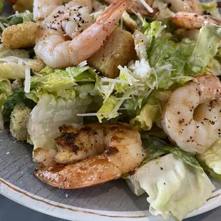Caesar salad with shrimp