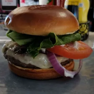 The Deck 1/2lb Angus burger and fries.