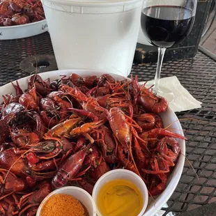 Crawfish and red wine