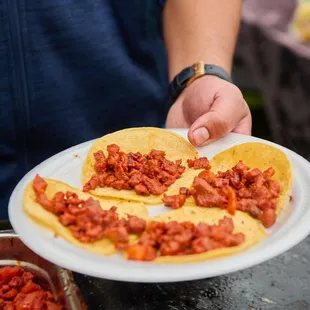 a person holding a plate of food