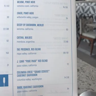 a menu for a restaurant