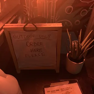 Outdoor seating only