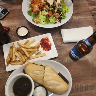 Ceaser salad &amp; short-rib French dip