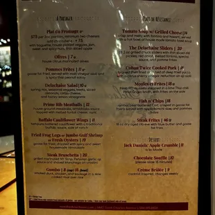Dinner Menu