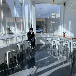 Lots of windows and plenty of places to sit. It&apos;s so inviting. The perfect spot to enjoy a truly tasty latte.