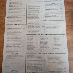 Breakfast menu