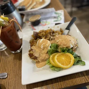 Bloody Mary and Crab Cake Benedict