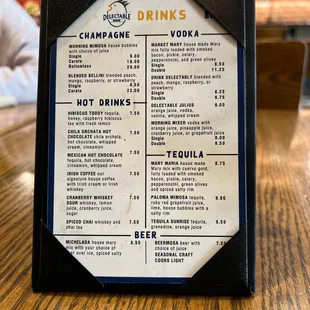 Drink menu