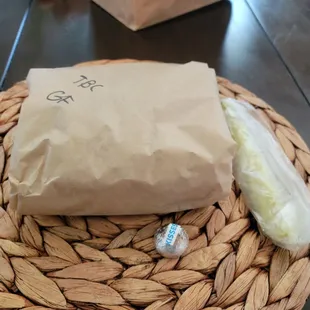 a bag of food on a table