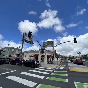 the intersection of a busy street