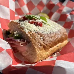 This HALF of my Italian Sandwich! It was delicious! My daughter had a Cuban with a cold latte. Yum!!