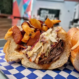 BBQ Brisket &amp; Sausage Sandwich (IG: @foodwithbros)