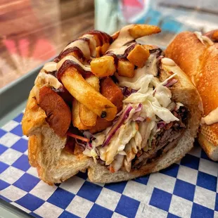 BBQ Brisket &amp; Sausage Sandwich (IG: @foodwithbros)